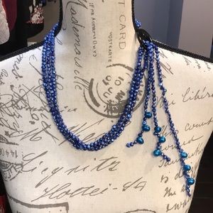 Blue Beaded Boho Wrap Necklace/Bracelet - Versatile and Extra Long